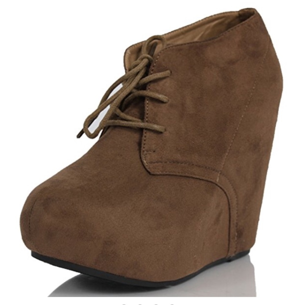 Lace-Up Platform Suede Wedge Boots